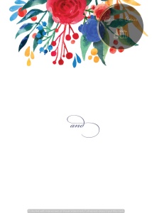 Invitație nuntă colorată cu flori abstracte
