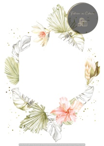 Invitație nuntă florală cu verde și roz pastel