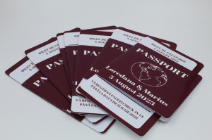 Invitație nuntă tip pașaport bordo - Img 5