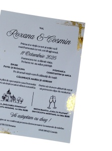 Invitație elegantă cu material transparent și sigiliu inimă