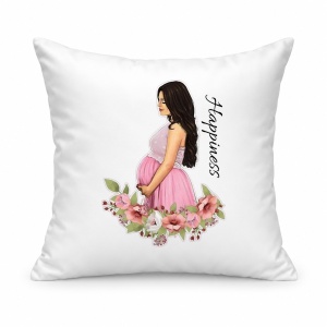 Pernă personalizată Pregnant woman, happiness pink