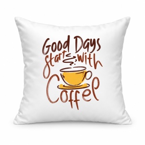 Pernă personalizată Set 2 tablouri cu mesaj, good days start with coffee, negru model 4 2