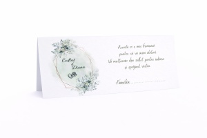 Plic pentru bani nuntă elegant verde cu frunze eucalyptus și cadru auriu personalizat | Plic pentru dar premium