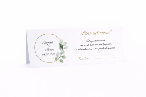 Plic pentru bani nuntă eucalyptus verde elegant cu cerc auriu – plic de bani/dar minimalist personalizat