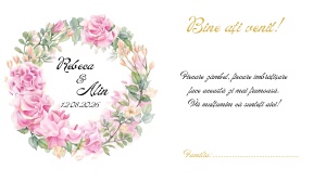 Plic de bani/dar pentru nunta cu trandafiri roz si design romantic elegant