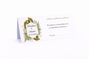 Plic pentru bani nuntă verde cu frunze elegante și inițiale – plic de bani/dar botanical personalizat