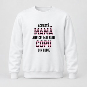 Pulover personalizat Aceasta mama are cei mai buni copii din lume gradient roz negru