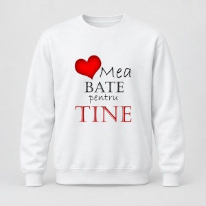 Pulover personalizat Inima mea bate pentru tine
