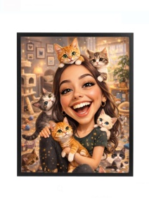 Ramă foto personalizată cu pisici – cadou pentru iubitori de animale, cu poză și mesaj