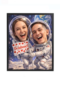 Rama foto personalizata cu poza – cadou romantic „Te iubesc” cuplu spatiu 2026
