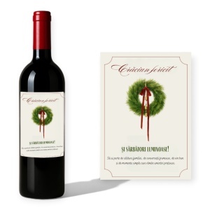 Sticlă Personalizată de Crăciun cu Coroniță Verde – Design Elegant și Mesaj Festiv