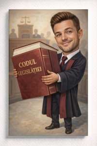 Tablou Canvas Caricatură Avocat – Portret Personalizat Jurist pentru El