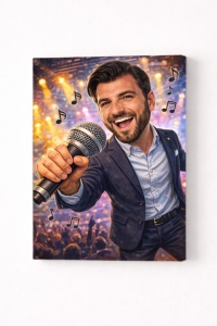 Tablou Canvas Caricatură Cântăreț Personalizată – Cadou Original pentru Muzicieni