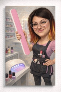 Tablou Canvas Caricatură Manichiuristă – Portret Personalizat Nail Artist
