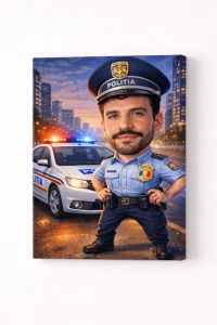 Tablou Canvas Caricatură Polițist Personalizată – Cadou Original pentru Polițiști
