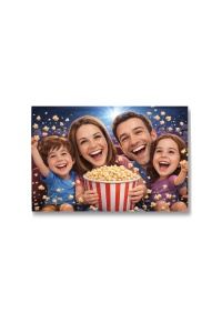 Tablou Canvas Personalizat – Familie la Cinema | Caricatură Familie