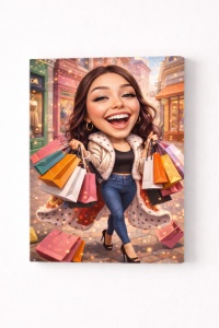 Tablou Canvas Personalizat – Shopping Queen | Caricatură Fashion Lover