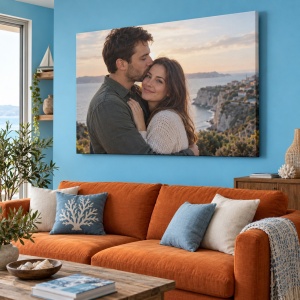 Tablou canvas personalizat cu fotografie de cuplu – exemplu de decor 10