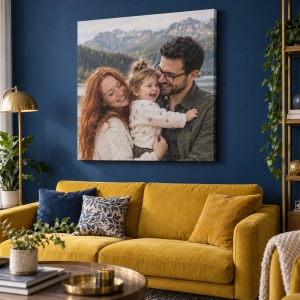 Tablou canvas personalizat cu fotografia familiei – exemplu de decor 2