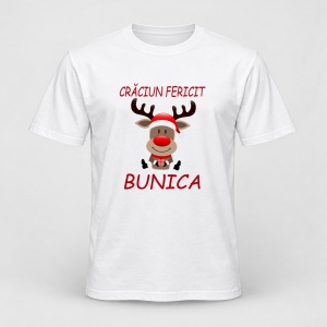 Tricou personalizat Craciun fericit bunica, model ren