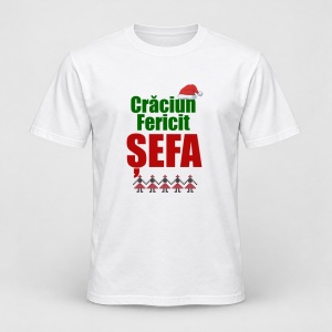 Tricou personalizat Craciun fericit sefa, model 1