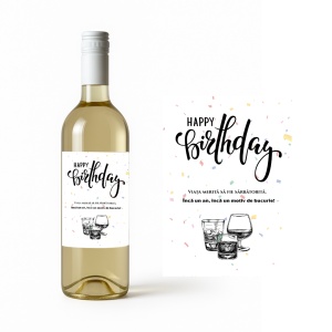 Vin cu Etichetă „Happy Birthday” – Cadou Personalizat pentru Aniversare