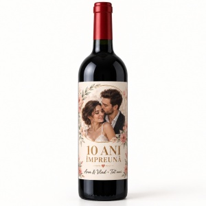 Vin personalizat aniversar – 10 ani împreună | Cu poză
