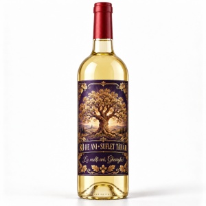 Vin alb personalizat aniversar – 80 de ani – Suflet tânăr