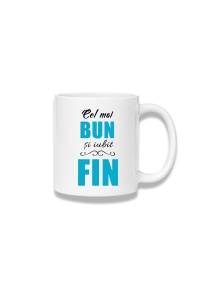 Cană ceramică 380 ml – Cel mai bun și iubit fin – caligrafie verde