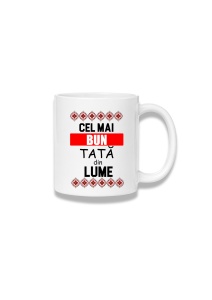 Cană ceramică 380 ml – Cel mai bun tată din lume – motive roșii