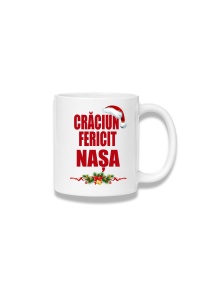 Cană ceramică 380 ml – Crăciun fericit, nașa – ramură festivă