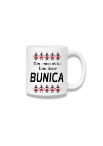 Cană ceramică 380 ml – Din cana asta bea doar bunica – motiv tradițional