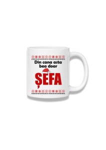 Cană ceramică 380 ml – Din cana asta bea doar șefa – motive roșii
