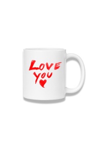 Cană ceramică 380 ml – Love You – text roșu
