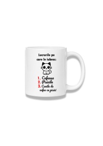Cană ceramică 380 ml – Lucrurile pe care le iubesc – cafeaua și pisicile