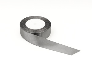 Fundiță Gri – Satin 2.5 cm, 100 cm lungime
