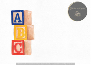 Invitație Botez B344 - Cuburi de Lemn ABC Colorate