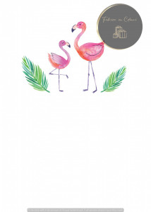 Invitație Botez B422 - Flamingo Roz cu Frunze Tropicale