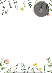 Invitație Botez B481 - Flori de Câmp Răzlețe, Design Minimalist