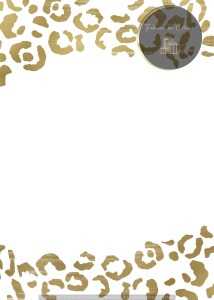 Invitație nuntă albă cu imprimeu animal print auriu