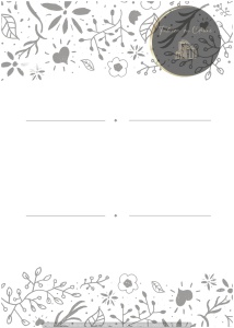 Invitație nuntă albă cu imprimeu floral gri