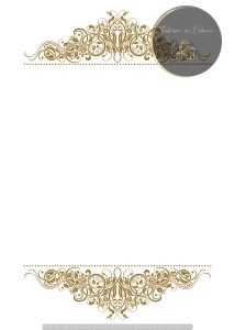 Invitație nuntă albă cu ornament auriu baroc