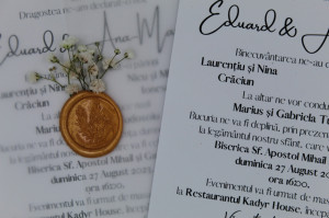 Invitație nuntă Cu sigiliu auriu flori - Img 3