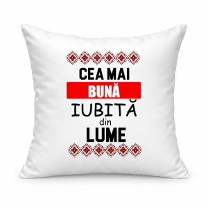 Pernă personalizată Cea mai buna iubita din lume, motive traditionale