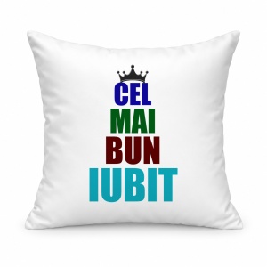 Pernă personalizată Cel mai bun iubit, coroana multicolor