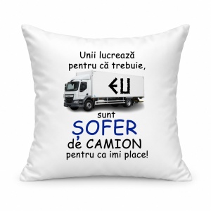Pernă personalizată Unii lucreaza pentru ca trebuie, eu sunt sofer de camion pentru ca imi place