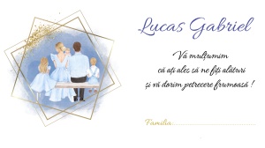 Plic pentru bani botez cu ilustratie familie si design elegant premium