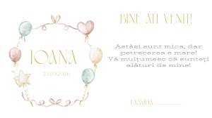 Plic pentru bani botez fetita cu baloane pastel si design delicat, ideal pentru dar elegant