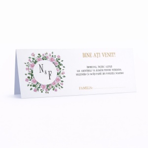 Plic pentru bani nuntă elegant coroană florală trandafiri personalizat | Plic pentru dar premium inițiale