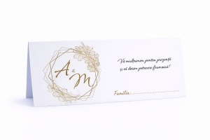 Plic pentru bani nuntă elegant cu inițiale aurii și flori fine | Plic pentru dar personalizat premium